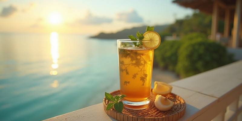 A warm cup of cardamom and ginger tea with lemon and honey for cold symptom relief.