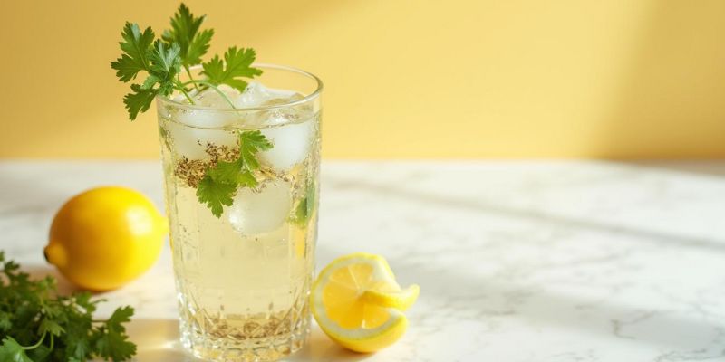 Detox water with coriander seeds soaked overnight in a clear glass