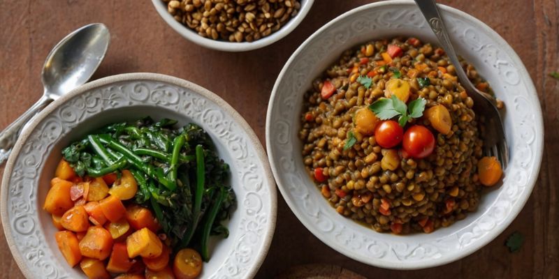 Diabetic-friendly meal with cumin-spiced lentils and vegetables.