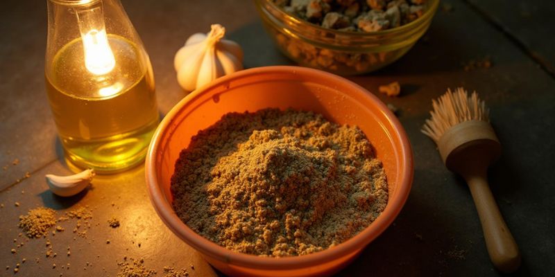 Dried Sage rub mixture for roasted meats in a bowl