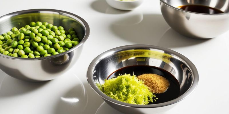 Experimenting with creative wasabi pea flavors like lime, soy sauce, and garlic in a home kitchen.